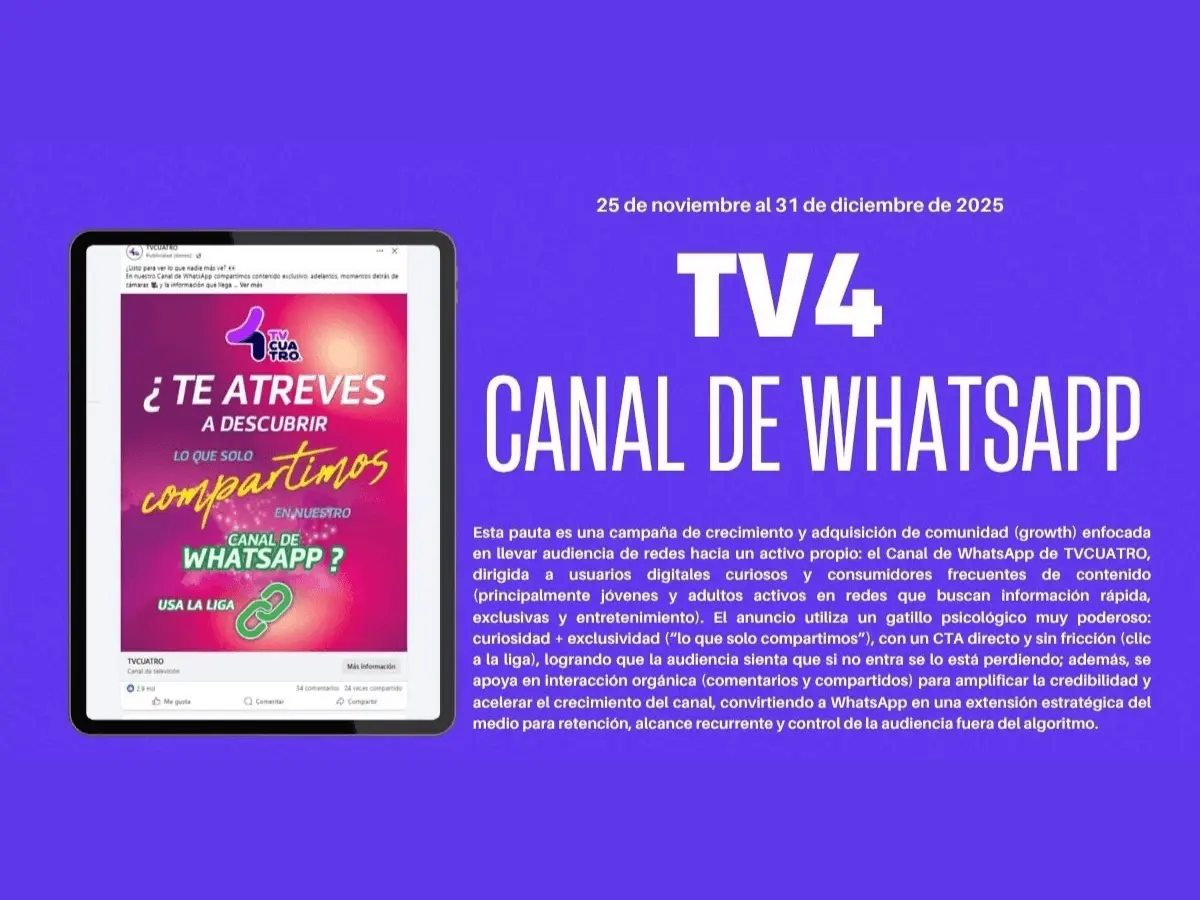 Caso de éxito TVCUATRO — Canal de WhatsApp