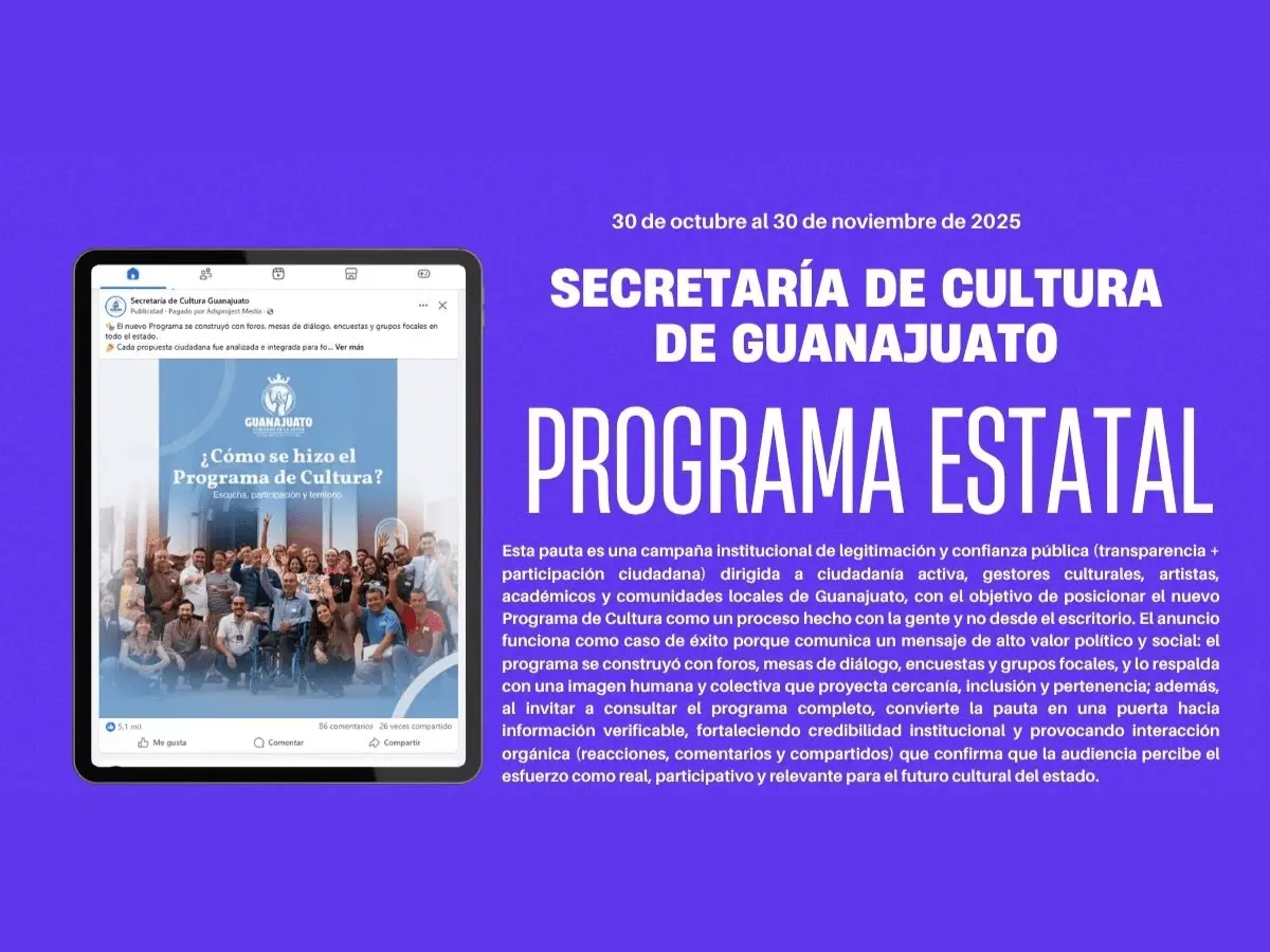 Caso de éxito Sría. de Cultura de Guanajuato — Programa Estatal de Cultura